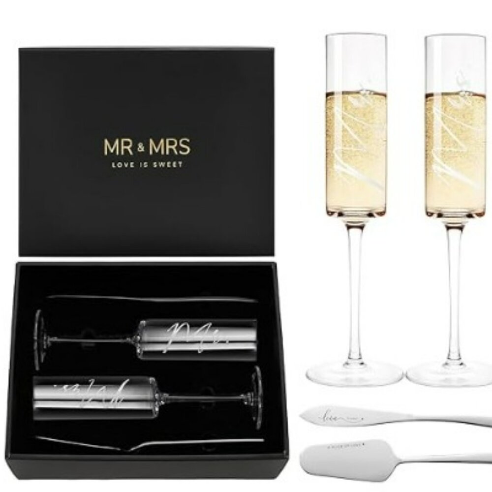 Mr Mrs Champagne Flutes Toasting Glasses,